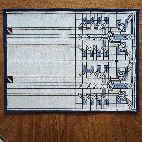 Rennie & Rose Arts & Crafts Floral Window Tapestry Table Runner & Placemats Set - Picture 12 of 16